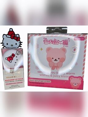 NIB The Creme Shop Hello Kitty Macaron Lip Balm and Lip Mask Holiday Bundle